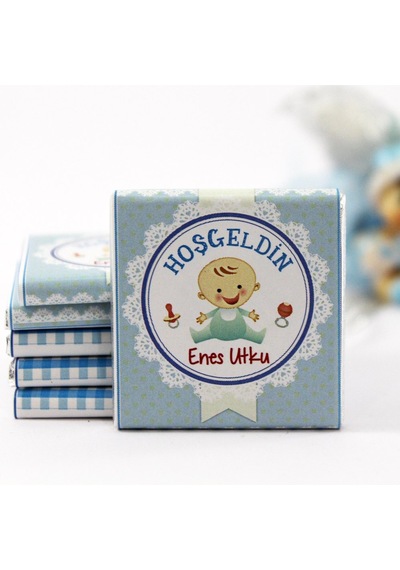 Dark Brown Hoşgeldin Bebek Çikolatası İsim Yazılabilen Hediye Çikolata EBK2 72 Adet