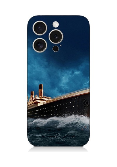 Apple Uyumlu iPhone 15 Pro Max Fırtınalı Gemi Desenli Silikon Kılıf Silikon