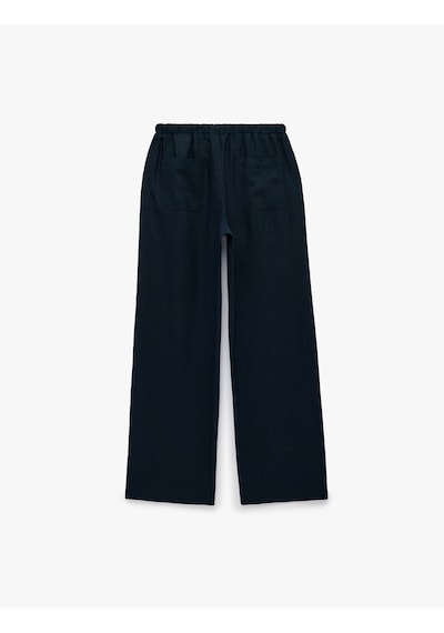 Koton Keten Görünümlü Cepli Straight Fit Düz Paça Pantolon Lacivert 6sak40250ew Lacivert - Mavi