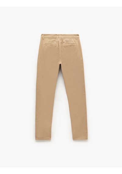 Koton Pamuklu Düğmeli Chino Cep Detaylı Slim Fit Pantolon Bej 5sam40099hw Ekru