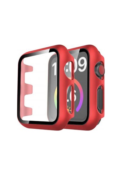 Watch 44mm Camlı Kasa Ekran Koruyucu - Kırmızı