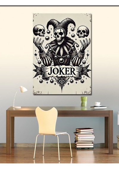 Kanvas Tablo Kara Joker Çizimi 70cmx100cm