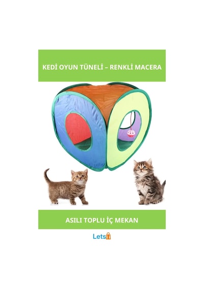 Renkli Dayanıklı Kedi Oyun Tüneli Asılı Oyuncak Top İle Eğlenceli Saklanma Alanı