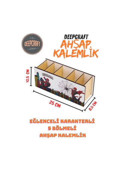 Deepcraft Ahşap Çocuklar İçin Masa Üstü Kalemlik & Organizer-
