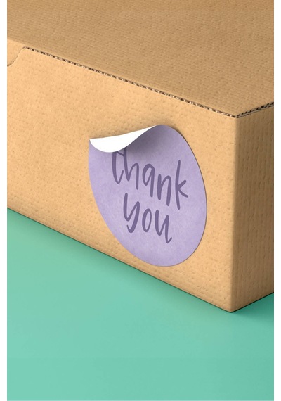 90 Adet Thank You Teşekkür Etiketi Lila Yuvarlak 3x3cm St2009 Çok Renkli