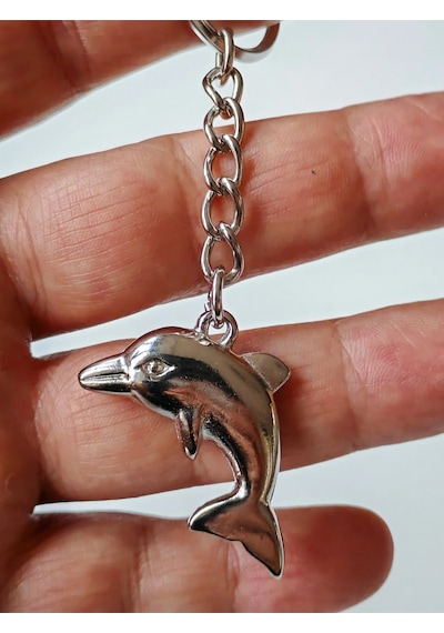 Moncuk Design Gümüş Renkli Yunus Balığı Metal Anahtarlık