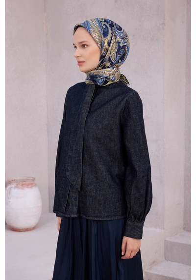BELLİ İpek Twill Eşarp 4202d01 Lacivert - 83