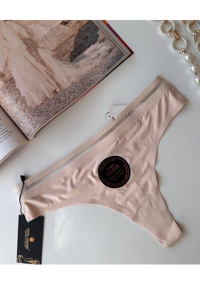 Orijinal Lazer Kesim Spandex Invisible Dikişsiz Transparan Detayl Pudra