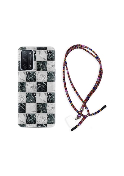 Oppo A55 Kılıf Rasta Boyun Askılı Checkers Marble 1370