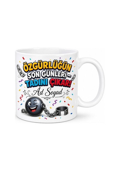 Bekarlığa Veda Eden Arkadaşa Son Çırpınışlar Hediyelik Kupa Bardak Hediye Tupya8238 Beyaz / Çok Renkli