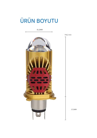 H4 Lazer Mercekli Far Ampülü Otomobil Araç Motosiklet Uyumlu Şimşek Etkili 12v 24v Uyumlu 40w Sağ Sol