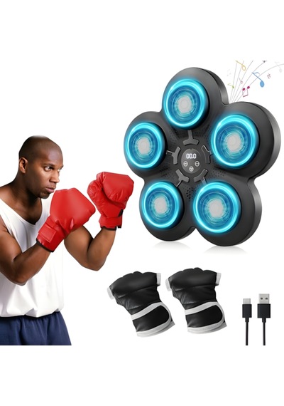 Mdhl Qb-01 Akıllı Müzikli Boks Makinesi Bluetooth Bağlantılı, Led Işıklı, Duvara Monte Antrenman Hedefi