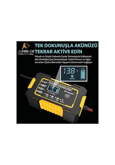 12v 6a Tam Otomatik Akü Şarj Aleti Dijital Lcd Ekran Araba Motosiklet Akülü Araç Şarj Cihazı 4-100ah