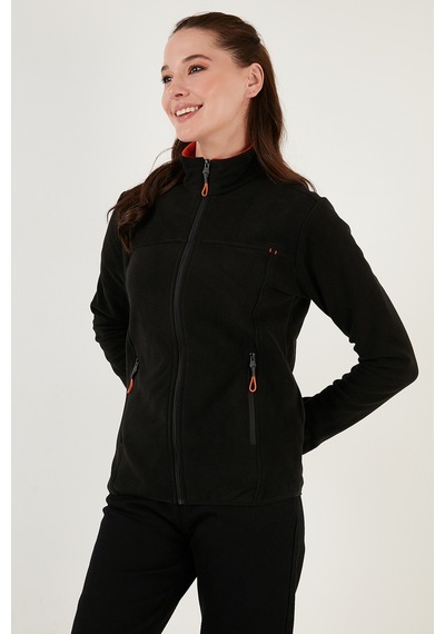 Lela Slim Fit Anti-Pilling Tüylenme Yapmayan Fermuarlı Cepli Hırka 2' Li Paket Bayan Polar 5907002S2 Mor-Siyah