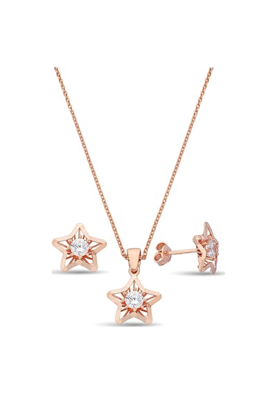 925 Ayar Gümüş Rose Yıldız Set - 67018201 Rose Gold