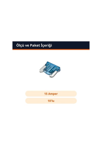 Trobus Oto Sigortası Bıçak Tip Mikro Boy 15 Amper Mavi 10'lu Diğer