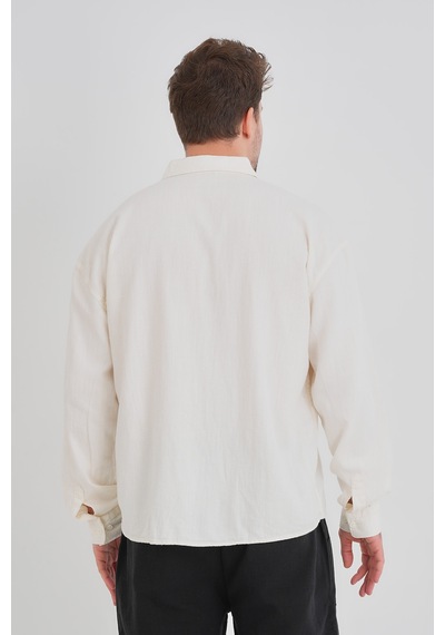 Redline Bond Keten Oversize Rahat Kalıp Premium Kumaş Basic Gömlek Beyaz Redline Bond Keten Oversize Rahat Kalıp Premium Kumaş Basic Gömlek Beyaz