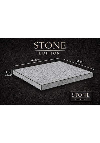 %100 Doğal Bazalt Steak Pişirme Taşı Mangal Taşı Fırın Taşı 30x40x2 Cm