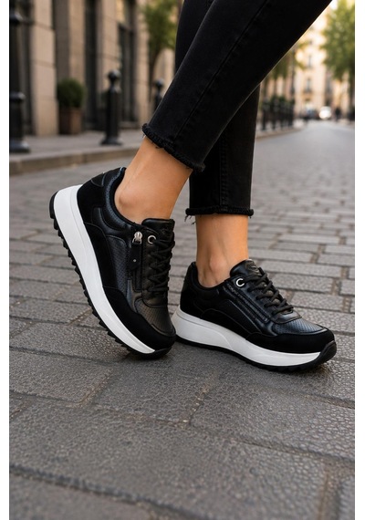 Moda Onn Kadın Sneakers Spor Ayakkabı Günlük Rahat Şık Modern Kalın Tabanlı Casual Ayakkabı Siyah Moda Onn Kadın Sneakers Spor Ayakkabı Günlük Rahat Şık Modern Kalın Tabanlı Casual Ayakkabı Siyah