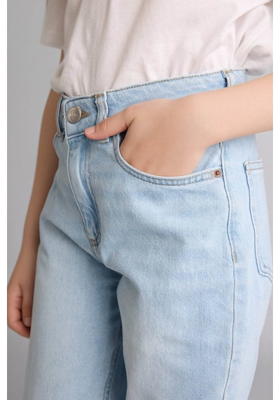 Defacto Mom Fıt Geniş Paça Jean Pantolon Kız Çocuk G0255a826smnm39 Mavi-nm39