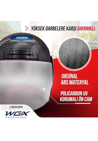 Wogen Karbon Yarım Kask Siyah