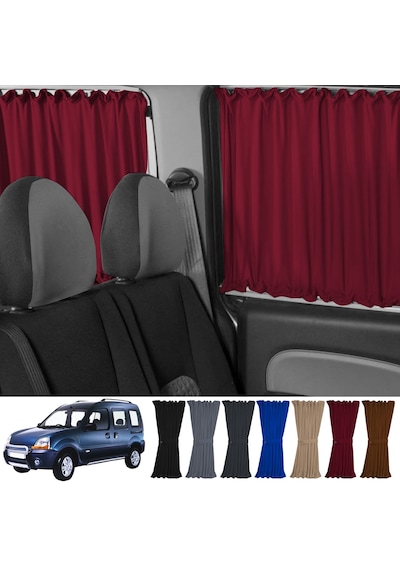 Pandami Renault Kangoo 1 . Nesil Kısa Şase 1997-2009 Uyumlu Bordo Raylı Oto Perde Takımı
