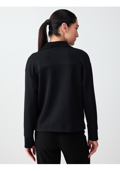 Jimmy Key Jimmy Key Siyah Polo Yaka Uzun Kollu Modal Örme Sweatshirt 6sw235626900