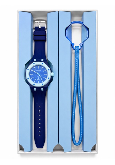 Duostyle 2'si 1 Arada Analog Kol Saati Ve Çanta Saati Silikon Kordonlu Unisex Mavi
