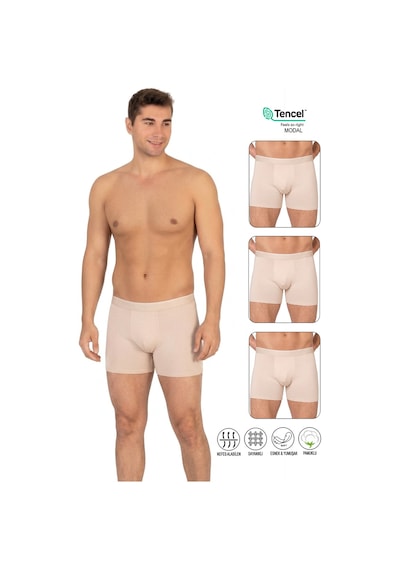 Özkan Underwear Özkan 11256 3'lü Paket Erkek Premium Kumaş Modal Pamuklu Esnek Yumuşak Boxer Şort Taş