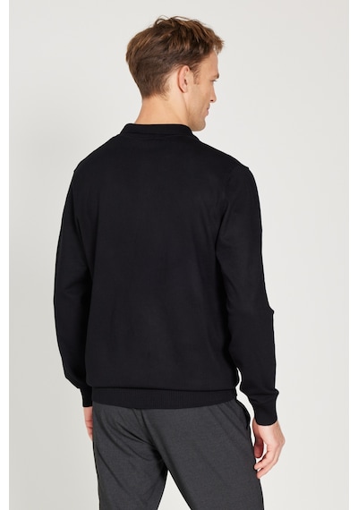AC&Co / Altınyıldız Classics Erkek Sıyah Standart Fit Normal Kesim Polo Yaka Triko Kazak Siyah AC&Co / Altınyıldız Classics Erkek Sıyah Standart Fit Normal Kesim Polo Yaka Triko Kazak Siyah
