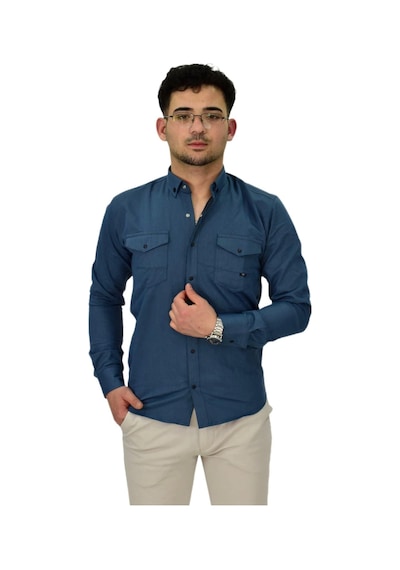 Erkek Spor Likralı Gömlek Bgl-st04343 Petrol