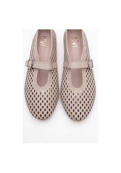 Luvishoes Arian Taş Cilt Hakiki Deri Delikli Kadın Babet Ayakkabı Taş