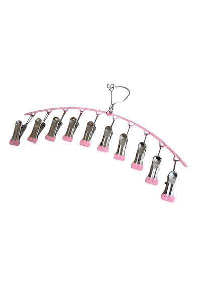 Çoklu Şal Askısı, Metal Mandallı Şal Askısı, 10 Mandallı Askı Pembe