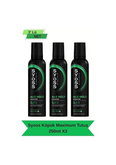 Syoss Köpük Maximum Tutuş Saç Spreyi 3 x 250 ML