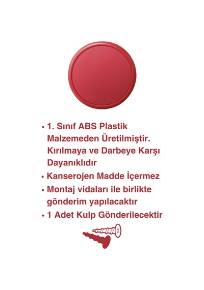 Kırmızı Çocuk Odası Mobilya Kulbu - 55 MM - Abs Plastik Tekli Düğme Dolap ve Çekmece Kulpu Kırmızı