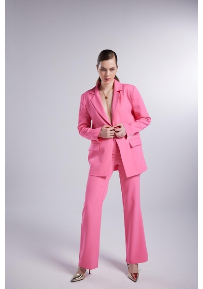 Holly Lolly Vatklı Cepli Panky Blazer Ceket Pembe