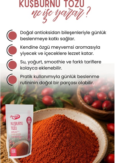 250 Gr Kuşburnu Çekirdeği Tozu Yerli Doğal Kuşburnunun Tamamı Öğültülmüştür.