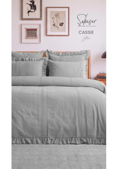 Şaheser Home Collection Yatak Örtüsü Çift Kişilik Cassie Gri Çok Renkli