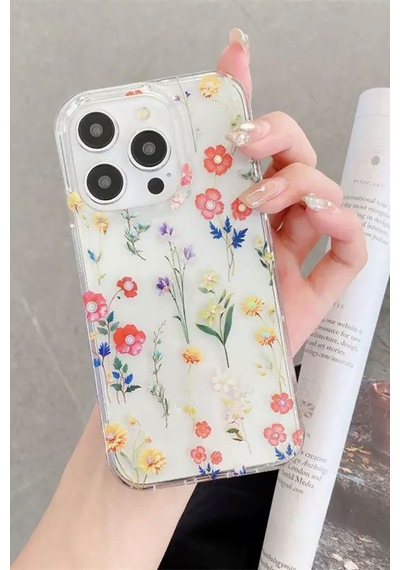 İphone 14 Plus Uyumlu Kılıf Solmayan Imd Baskı Desenli, Şeffaf Tpu+pc Botanik Kapak