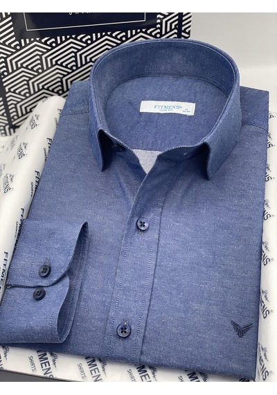 Slim Fit Uzun Kol Saten Hediye Kutulu Kolay Ütülenebilir Erkek Gömlek Fs-002968 - İndigo-2065 Indigo