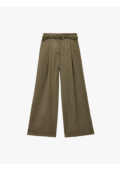 Koton Loose Fit Cepli Pileli Kemerli Palazzo Kumaş Pantolon Yeşil Desenli 6wak40058ew Yeşil Koton Loose Fit Cepli Pileli Kemerli Palazzo Kumaş Pantolon Yeşil Desenli 6wak40058ew Yeşil