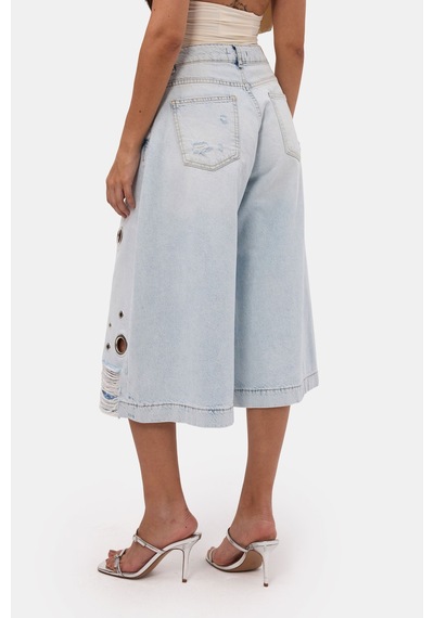 it's basic Kadın Kot Renk 12s6-100 Maxi Boy Tasarım Bermuda Şort