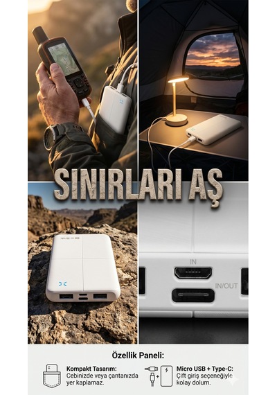 Ip-g12n 10000mah Micro+usb+ Type-c Giriş+çıkış Siyah Taşınabilir Pil Şarj Cihazı Powerbank Beyaz