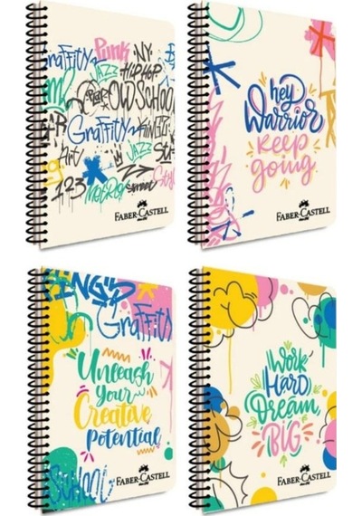 Faber Castell Grafiti Kapak Spiralli Defter 80 Yaprak Çizgili -4'lü- Faber Castell Grafiti Kapak Spiralli Defter 80 Yaprak Çizgili -4'lü-