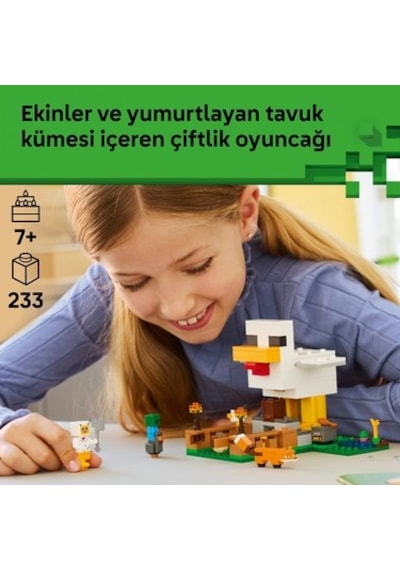 Lego 7 Yaş Ve Üzeri Çocuklar İçin Minecraft Tavuk Çiftliği Oyuncak Seti