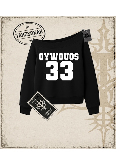 Tarzsokak Gotik & Grunge Streetwear Kadın Oywouos Baskılı Kayık Yaka Sweatshirt Siyah