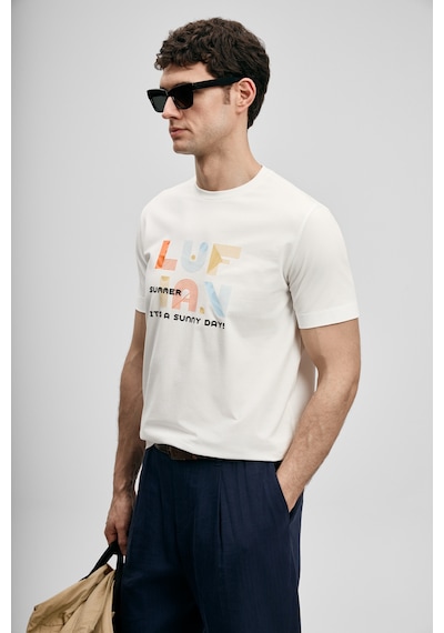 Lufian Sunny Modern Grafik T- Shirt Kırık Beyaz Kırık Beyaz 111020291100510