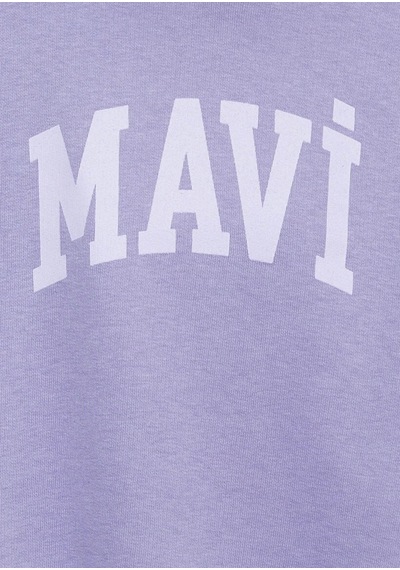 Mavi Logo Baskılı Kapüşonlu Mor Kız Çocuk Sweatshirt M7s10147-70557