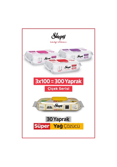 Sleepy Easy Clean Çiçek Serisi, Süper Yağ Çözücü Yüzey Temizlik Havlusu Diğer