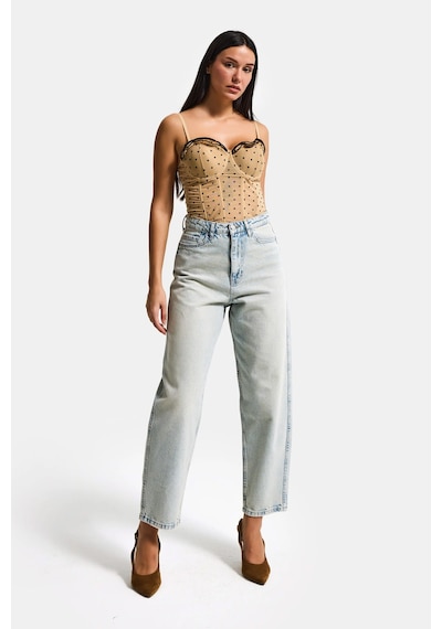 it's basic Kadın Kot Rengi 4s6-75 Relax Fit %100 Koton Denim Jean Mavi